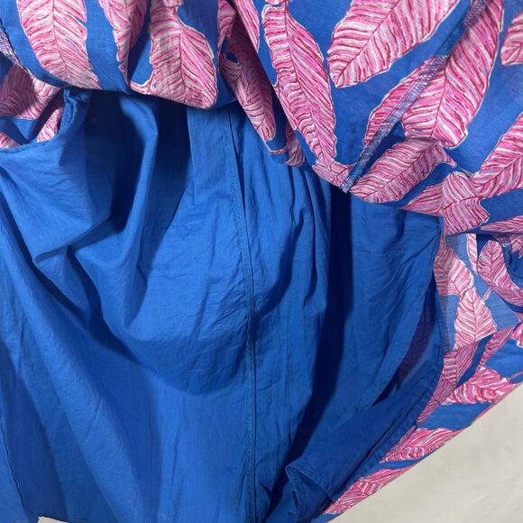 Vineyard Vines Palm Print Maxi Dress Sz 8 Blue Pink Strappy Tropical Boho Summer - Picture 11 of 14